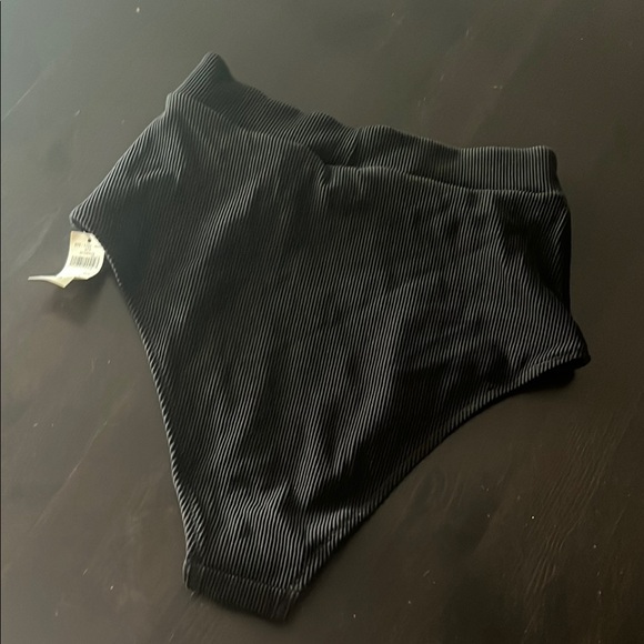 Aerie Black High-Waisted Ribbed Bikini Bottom - Picture 4 of 4